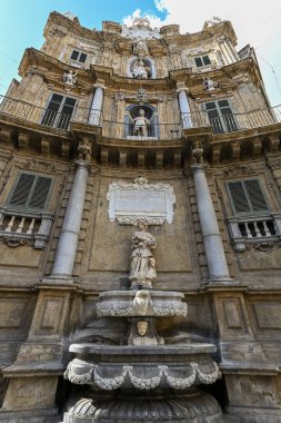 Sicilya Villena Meydanı, Palermo, İtalya Quattro Canti.