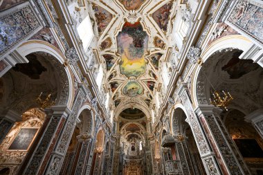 Palermo, İtalya - 30 Ağustos. 2023: İtalya, Sicilya, Palermo 'daki Aziz Mary Kilisesi (ya da Casa Professa). Bu kilise Sicilya 'daki en önemli Barok kiliselerinden biridir..