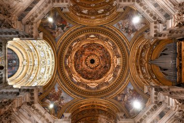 Rome, Italy - Sep 1, 2023: Interior of the Church of Saint Agnese in Agone, in Piazza Navona, Rome, Italy. clipart