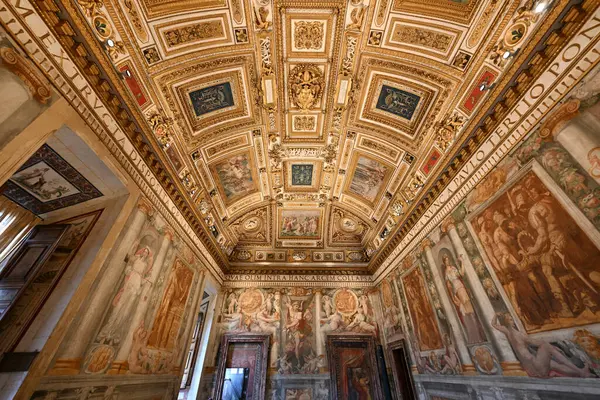 stock image Rome, Italy - Sep 1, 2023: Interior view of Castel Sant'Angelo, rotunda shaped medieval castle along the Tiber River in Rome, Italy.