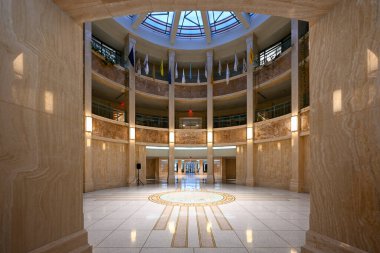 Santa Fe, New Mexico - Feb 26, 2024: State Seal in the New Mexico Capitol Building in Santa Fe, New Mexico. clipart