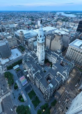 Philadelphia Belediye Binası 'nın hava görüntüsü, Philadelphia, Pennsylvania, ABD