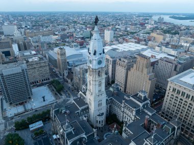 Philadelphia Belediye Binası 'nın hava görüntüsü, Philadelphia, Pennsylvania, ABD