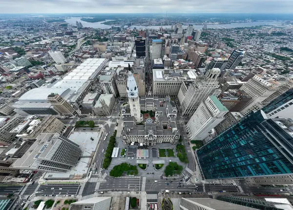 Philadelphia Belediye Binası 'nın hava görüntüsü, Philadelphia, Pennsylvania, ABD