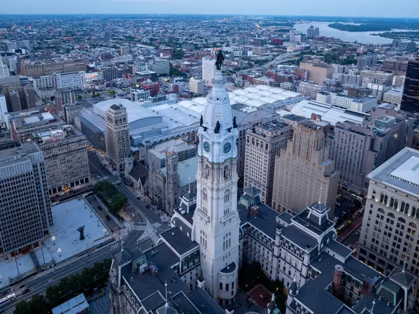 Philadelphia Belediye Binası 'nın hava görüntüsü, Philadelphia, Pennsylvania, ABD