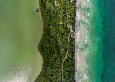 Boca Paila, Tulum, Meksika 'nın hava görüntüleri.