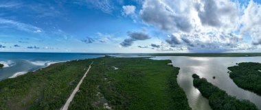 Aerial shot of Boca Paila, Tulum, Mexico