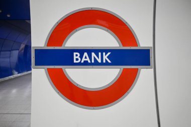 London, UK - June 28, 2024: London Underground roundel for Bank station. clipart