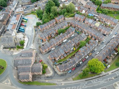 İngiltere 'nin Durham kentindeki tipik İngiliz evlerinin hava görüntüsü.