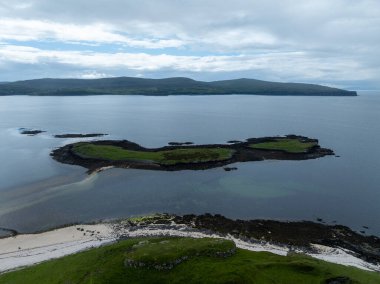 Aerial view of Clagain Coral Beach in the Isle of Skye in Scotland, UK clipart