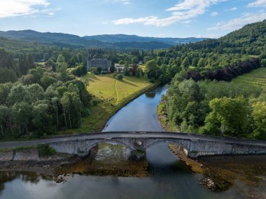 Aerial view of Loch Fyne and Aray Bridge seen from Inveraray in Scotland clipart