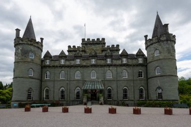 Argyll ve Bute 'deki Inveraray Kalesi. Argyll Dükü 'nün mekanı..