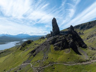 Storr 'un Yaşlı Adamı etkileyici manzara, Skye Adası, İskoçya, İngiltere, Avrupa