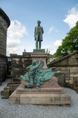 Edinburgh, İskoçya - 17 Haziran 2024: Amerikan İç Savaşı Anıtı, 1893 yılında George Edwin Bissell tarafından yapılan bir heykeldir..