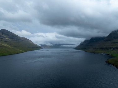 Aerial view of the island of Bordoy on Faroe Islands, Denmark. clipart