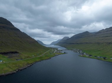 Aerial view of the island of Bordoy on Faroe Islands, Denmark. clipart