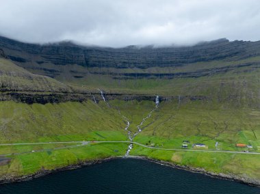 Aerial view of the island of Bordoy on Faroe Islands, Denmark. clipart