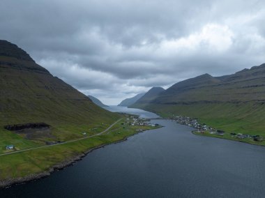 Danimarka 'nın Faroe Adaları' ndaki Bordoy adasının havadan görünüşü.
