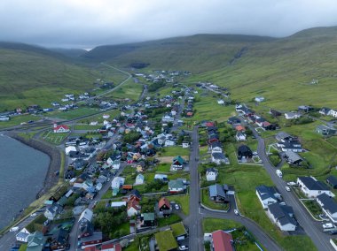 Danimarka 'nın Faroe Adaları' ndaki Sandavagur köyü..