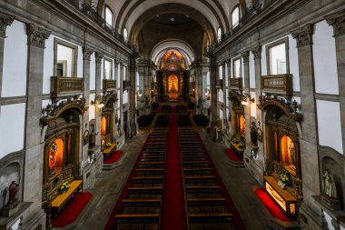 Porto, Portugal - Aug 11, 2024: The famous  Trindade Church interior in Porto, Portgual. clipart