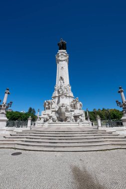 Lisbon, Portugal - Aug 19, 2024: Statue Marques do Pombal at Marques do Pombal square in Lisboa, Portugal clipart