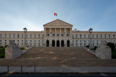 Lisbon, Portugal - Aug 19, 2024: Assembly of the Republic in Lisbon, Portugal. Front view of Assembleia da Republica or Portuguese parliament. Government building clipart