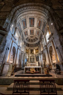 Lisbon, Portugal - Aug 21, 2024: Interior of the Igreja de Santa Maria de Belem in Lisbon, Portugal. clipart