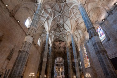 Lisbon, Portugal - Aug 21, 2024: Interior of the Igreja de Santa Maria de Belem in Lisbon, Portugal. clipart