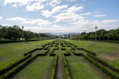 Lizbon 'da Eduardo VII Parkı Güzel bir yaz günü, Portekiz