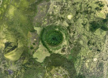Terceira, Azores, Portekiz 'de Pico do Fogo' nun hava manzarası