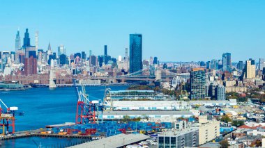 New York şehrinin hava manzarası Brooklyn, New York 'tan Skyline.
