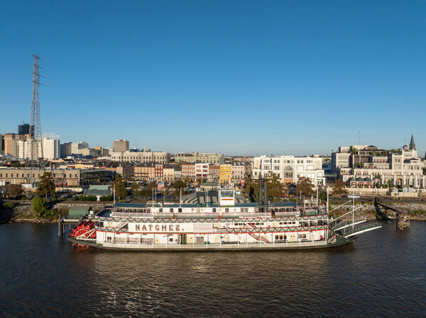 New Orleans, Louisana - Nov 30, 2024: Steamboat Natchez on Mississippi River, New Orleans, Louisiana.