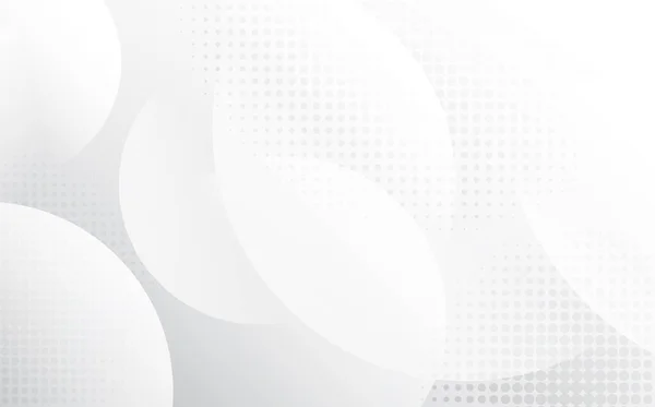 Soyut beyaz ve gri eğimli daire şekilli teknoloji tasarımı. Noktalar yarım ton arkaplanlı basit bir dekoratif. Vektör