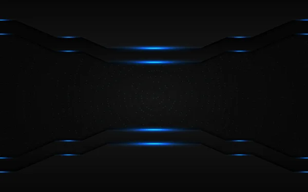 Design Astratto Modello Futuristico Sfondo Nero Con Glitter Blu Opere — Vettoriale Stock