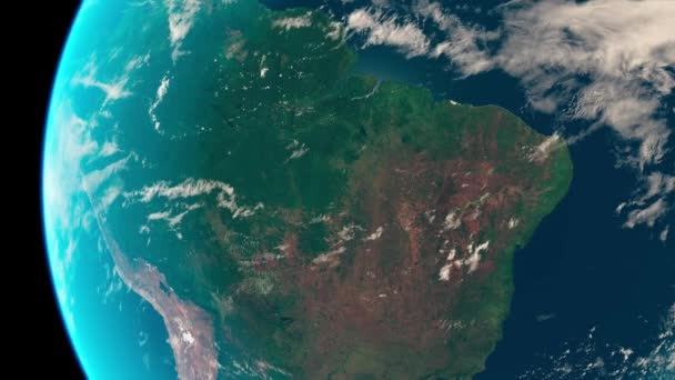 Rainforest Amazon South America Space View Realistic Planet Earth Rotation — Stock Video