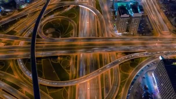 Timelapse Car Movement Highway Overpass City Night — Stok video