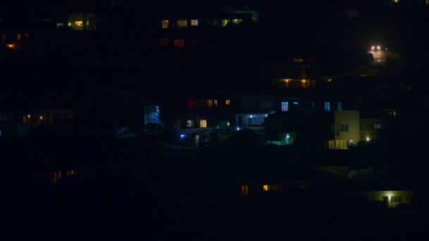 Utsikt Över Ljus Från Byggnaden Natten Mossel Bay Sydafrika — Stockvideo