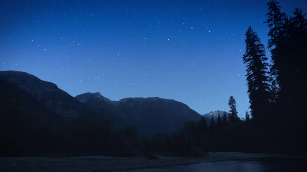 Тімелапс Нічного Неба Зірками Біля Узбережжя Аляски Вночі Камери Низького — стокове відео