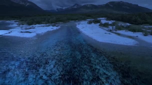 Vista Aérea Largo Costa Alasca Noite — Vídeo de Stock