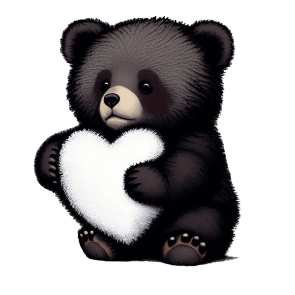 Χαριτωμένη Αρκούδα Φέρει Μια Μίνι Καρδιά — Διανυσματικό Αρχείο