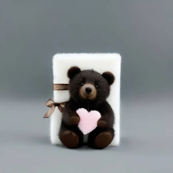 小熊带着一颗小小的心 — 图库矢量图片