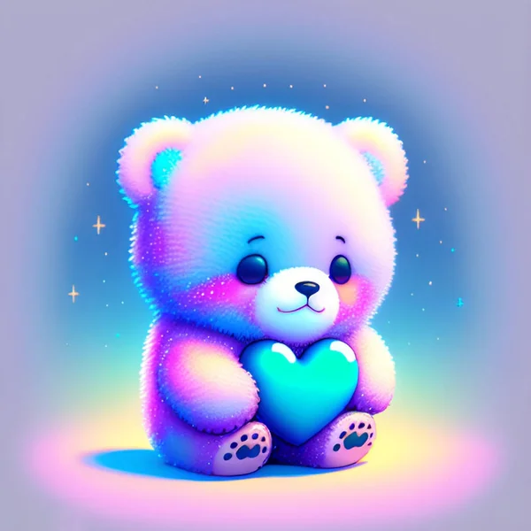 Aranyos Medve Hordozza Mini Szív — Stock Vector