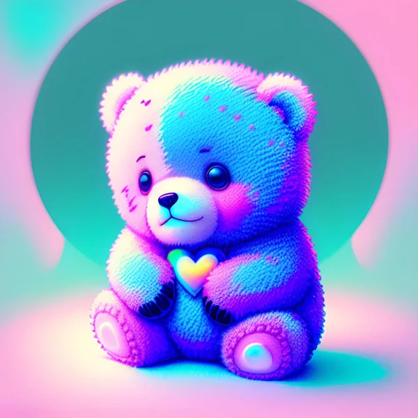 Aranyos Medve Hordozza Mini Szív — Stock Vector
