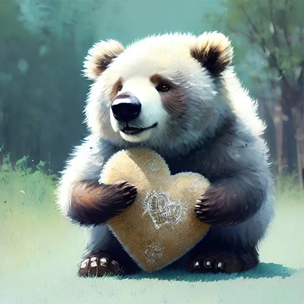 Милый Медведь Носит Мини Сердце — стоковый вектор
