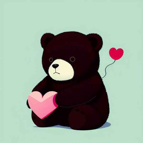 Urso Bonito Carrega Mini Coração — Vetor de Stock