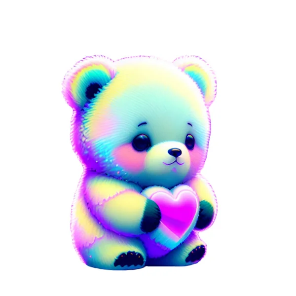 Roztomilý Medvěd Nosí Malé Srdce — Stockový vektor