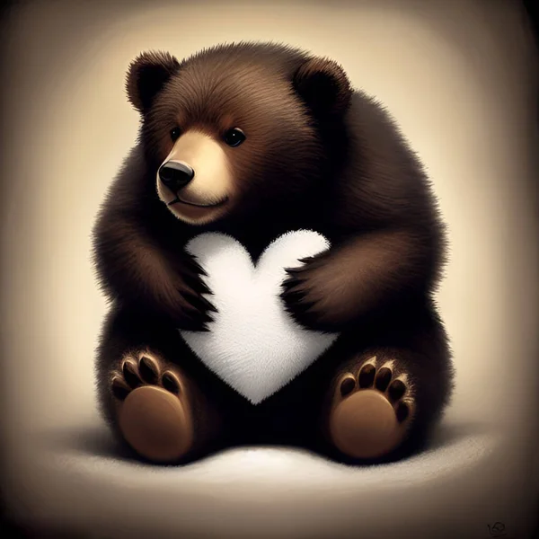 Χαριτωμένη Αρκούδα Φέρει Μια Μίνι Καρδιά — Διανυσματικό Αρχείο