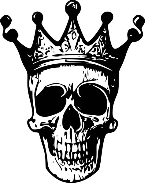 Crown Vektör Görüntüsünde Siyah Beyaz Kafatası — Stok Vektör