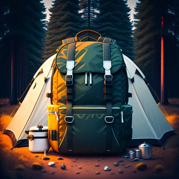 Een Campingrugzak Voor Avontuur — Stockvector
