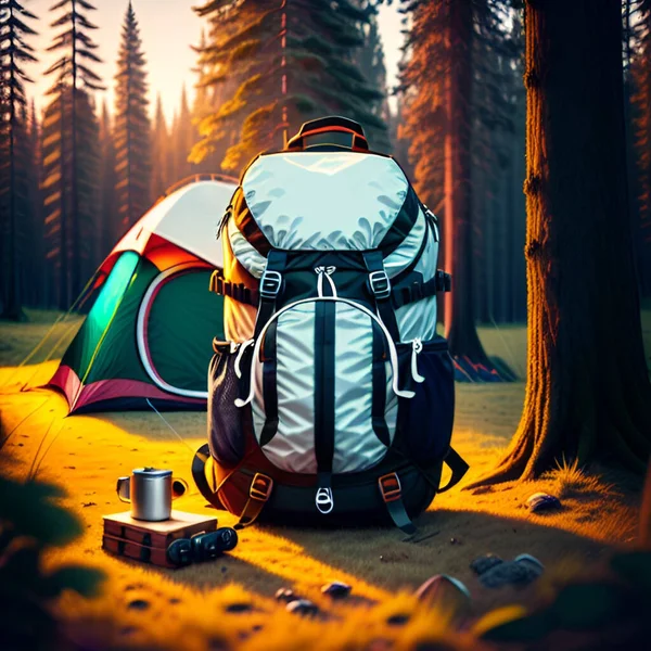 Ein Campingrucksack Für Abenteuer — Stockvektor